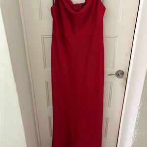 Xscape Red Sleeveless Cowl Neck Maxi Dress